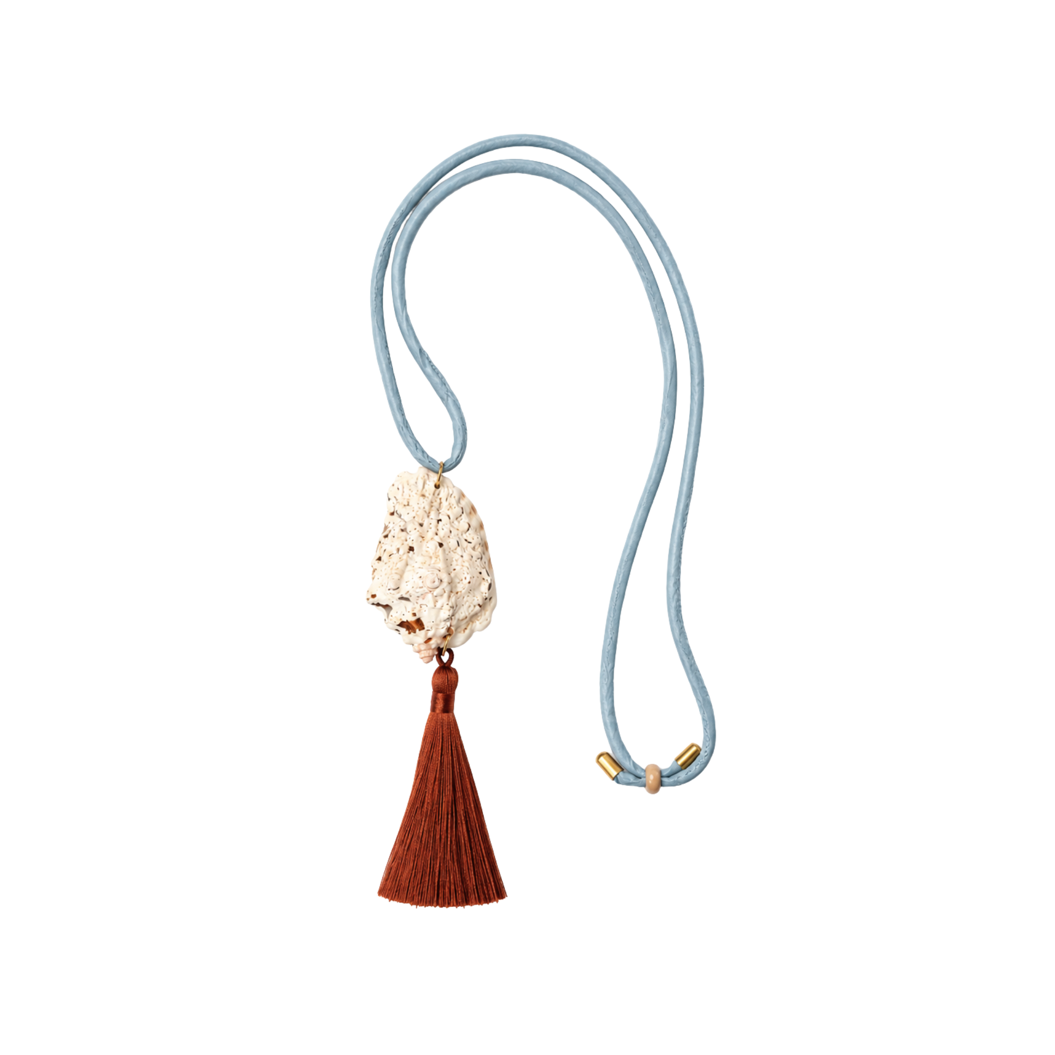 Blue Silk Cord Shell Necklace