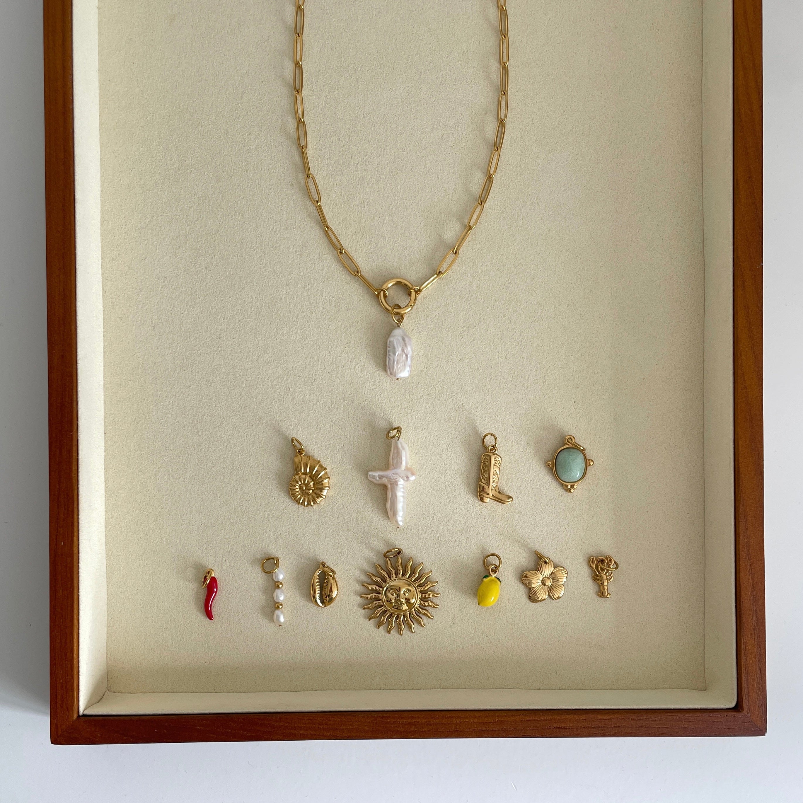 Rectangle Pearl Charm