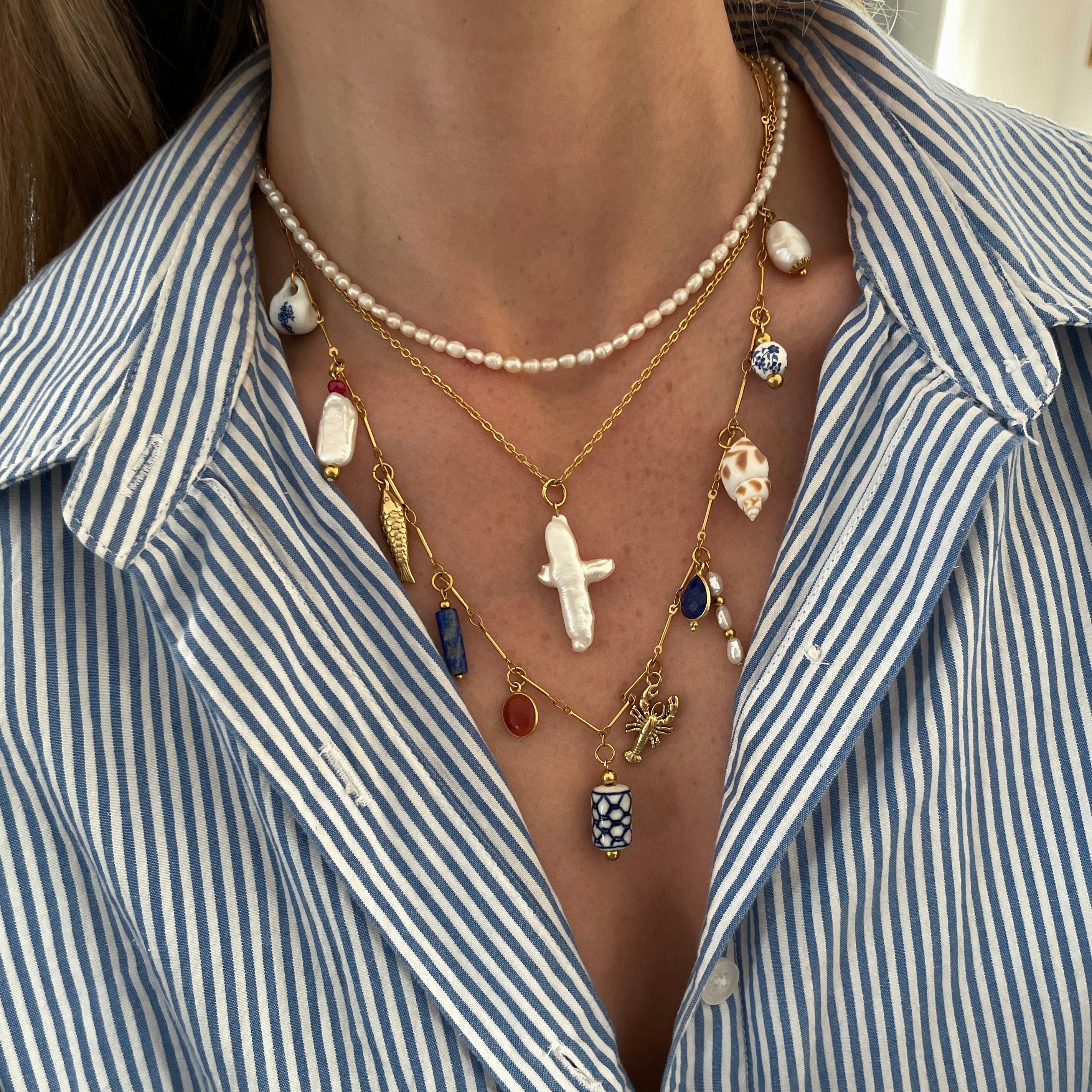 Pearl Cross Charm
