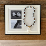 Blue Beaded Shell Pendant Necklace
