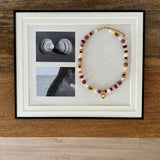 Mixed Blue Beaded Bezel Necklace