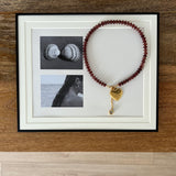 Brown Beaded Heart Pendant Necklace