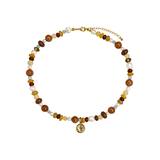 Mixed Blue Beaded Bezel Necklace