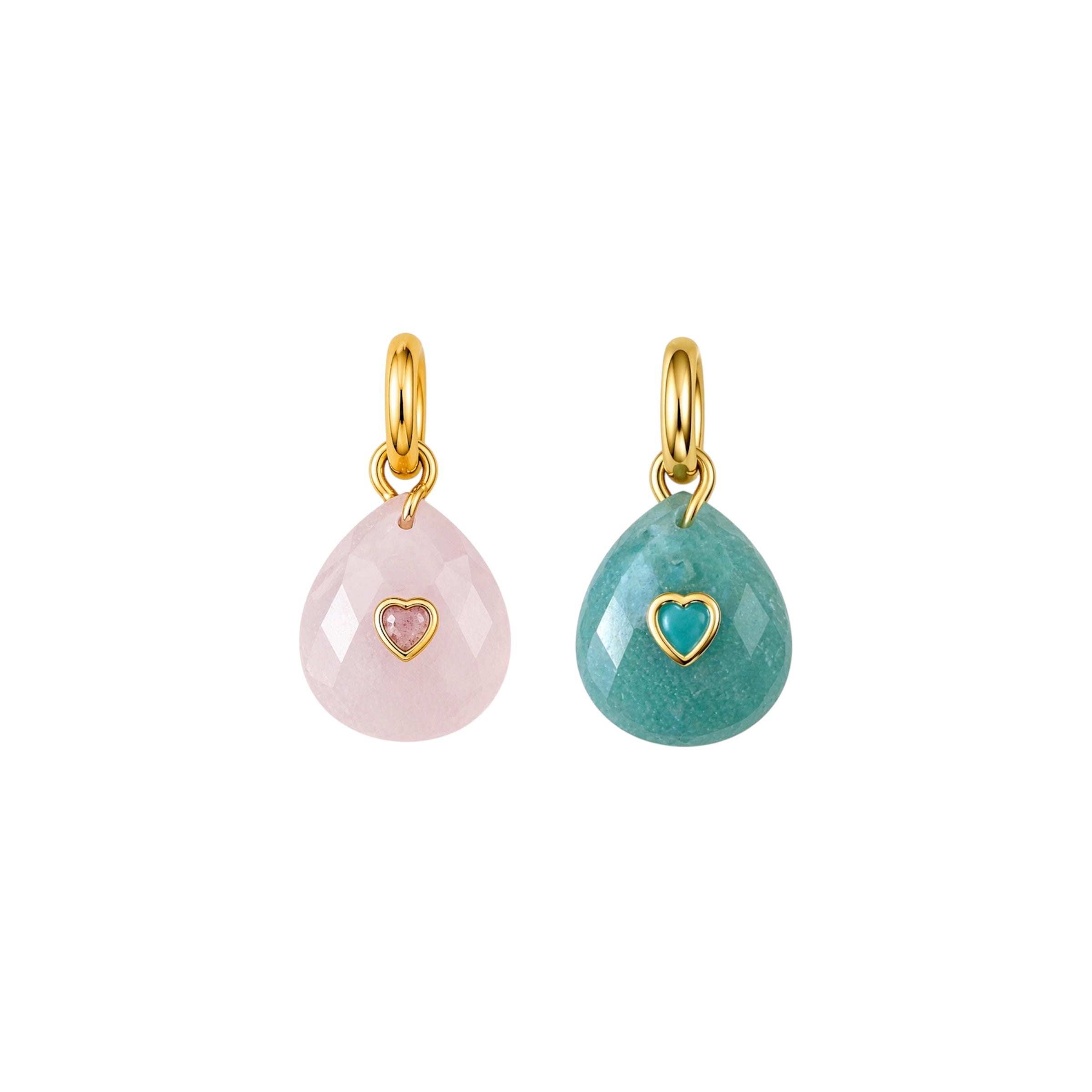 Natural Stone Teardrop Heart Charm
