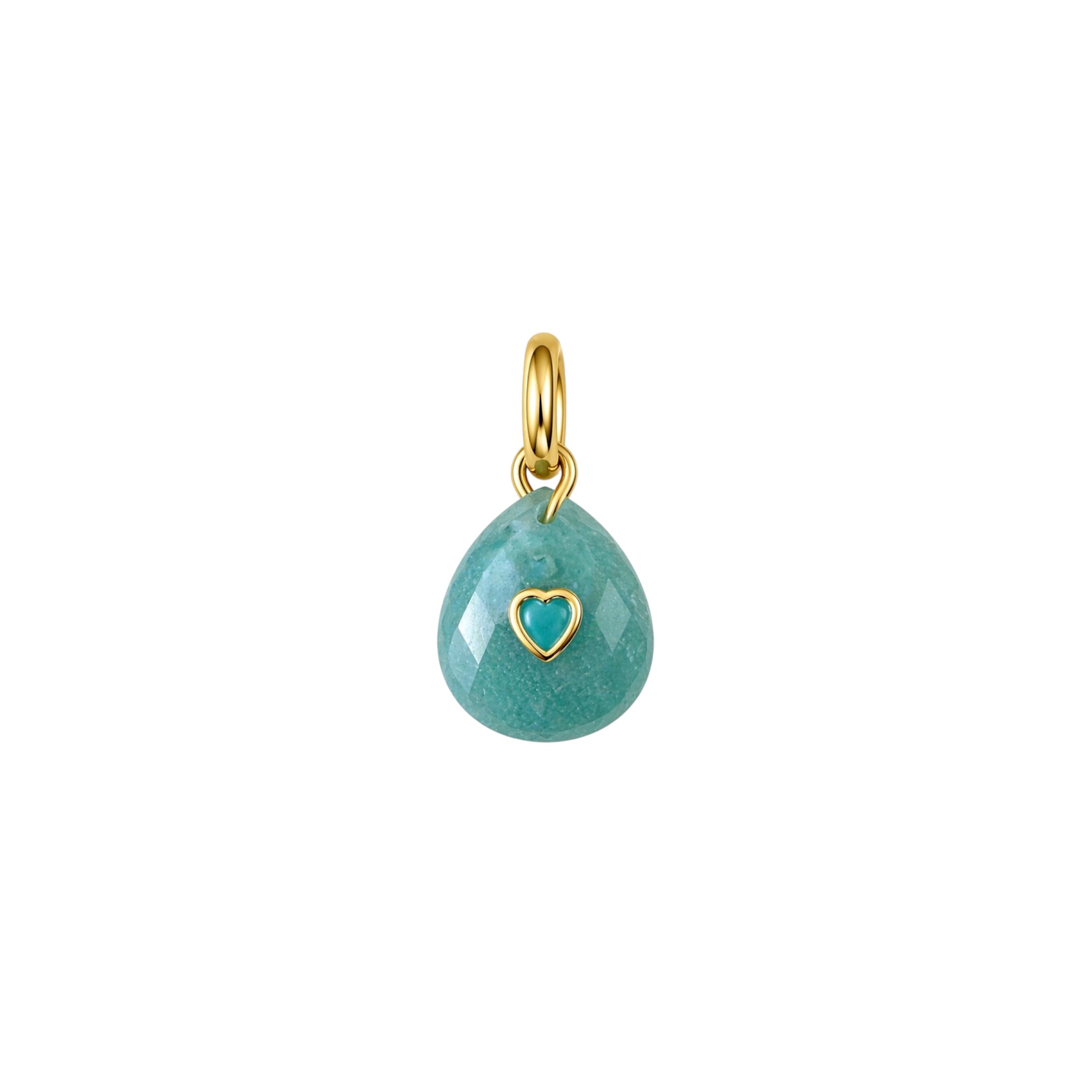 Natural Stone Teardrop Heart Charm