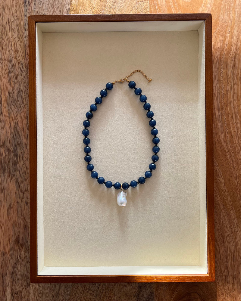 Beni Blue Jade Beaded Necklace