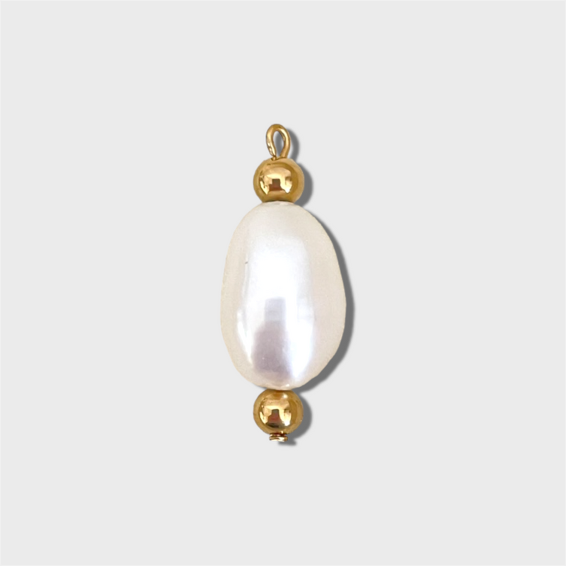 Large Pearl + Gold Ball Charm