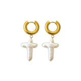 Marina Pearl Cross Hoops
