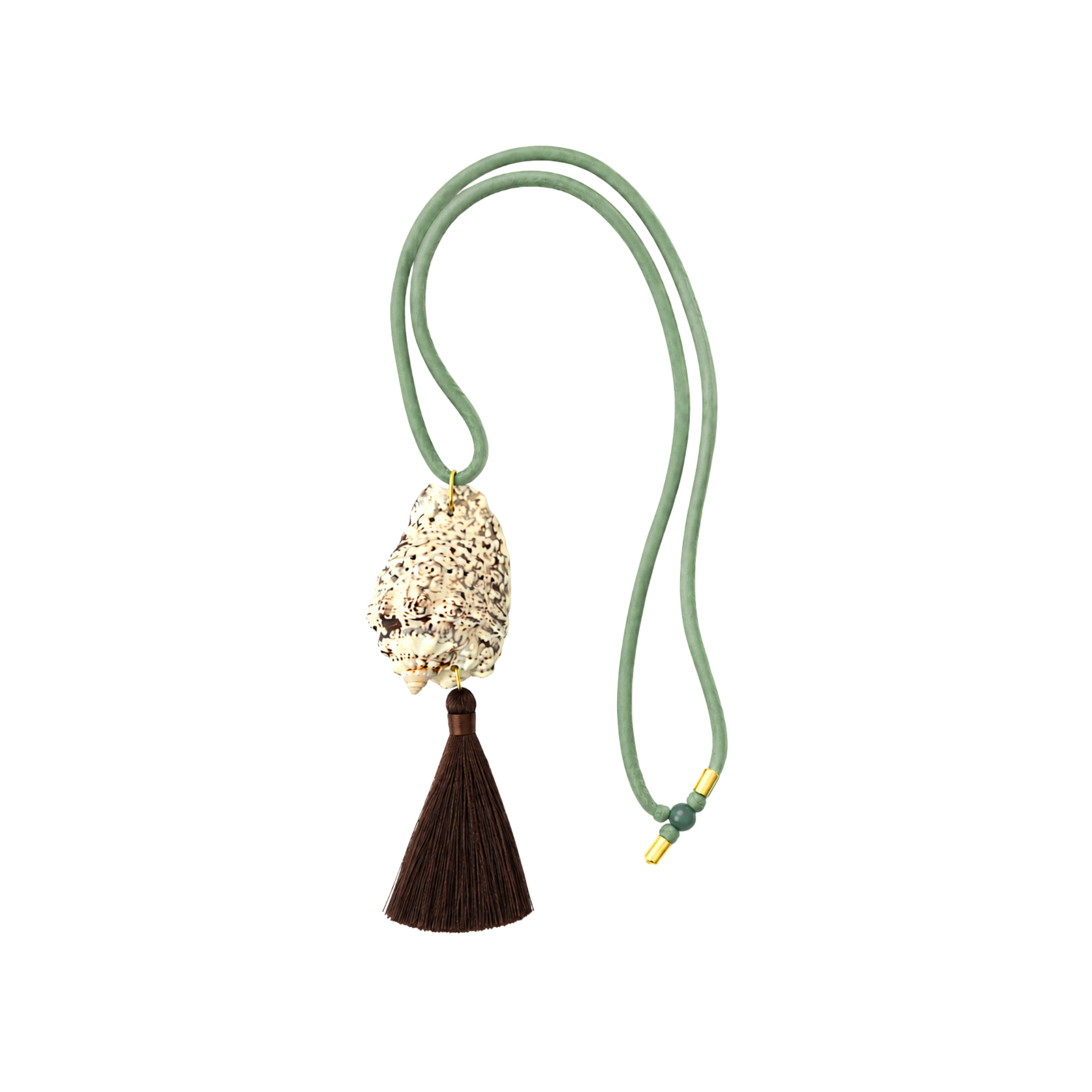 Green Silk Cord Shell Necklace