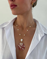 Pink Shell & Pearl Pendant Necklace