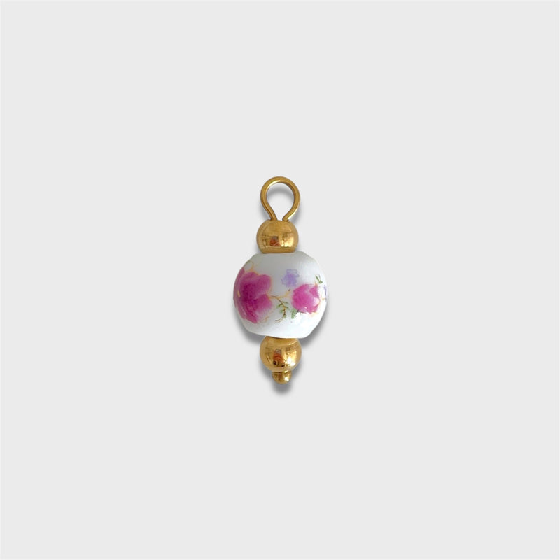 Pink Floral Bead Charm