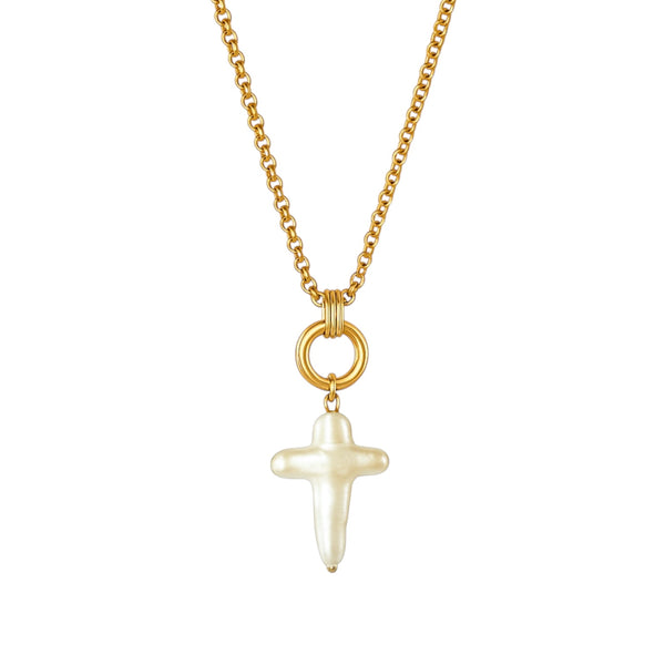 Marina Pearl Cross Necklace