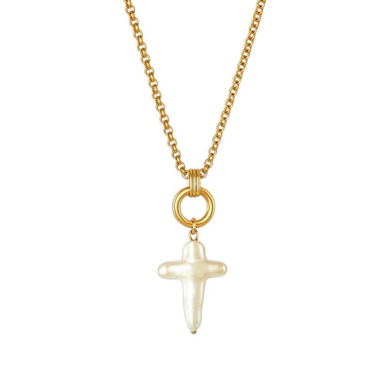 Marina Pearl Cross Necklace
