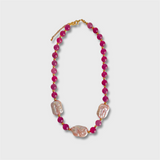 Pink Jade Bead and Pearl Necklace