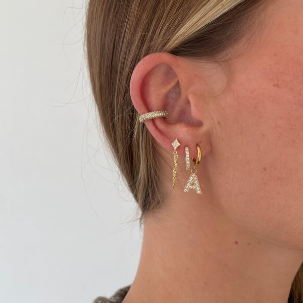 Pave Initial Hoops