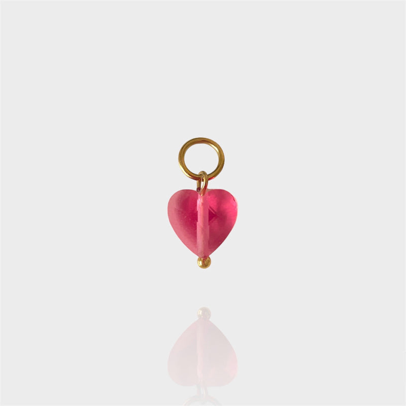 Pink Faceted Heart Charm