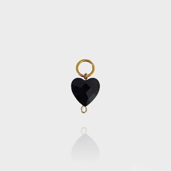 Black Faceted Heart Charm