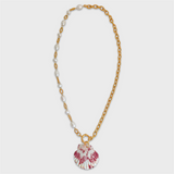 Pink Shell & Pearl Clasp Necklace