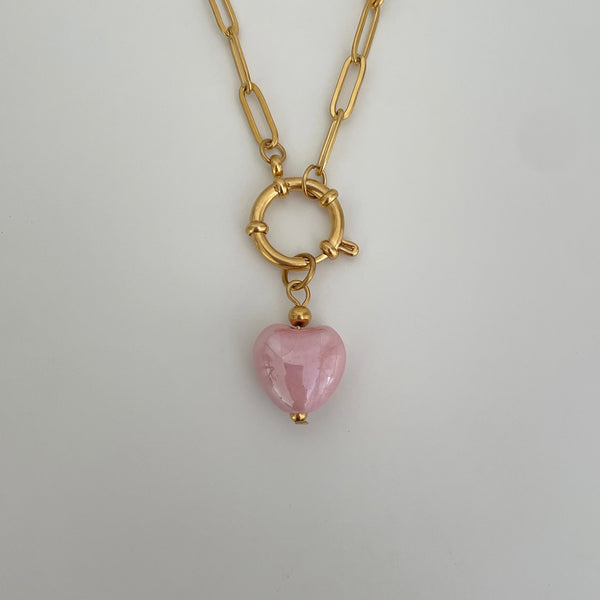 Ceramic Pink Heart Charm