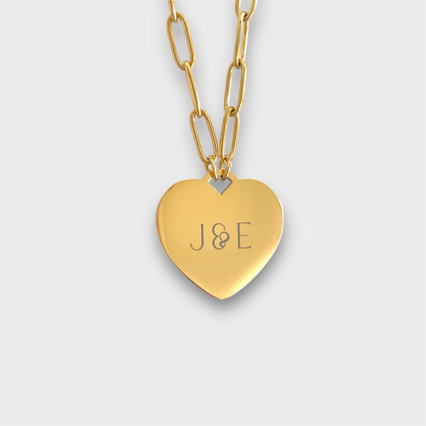 Engraved Double Initial Heart Necklace