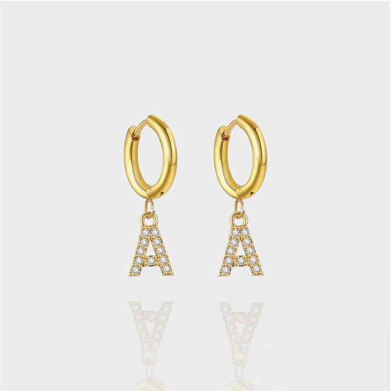 Pave Initial Hoops