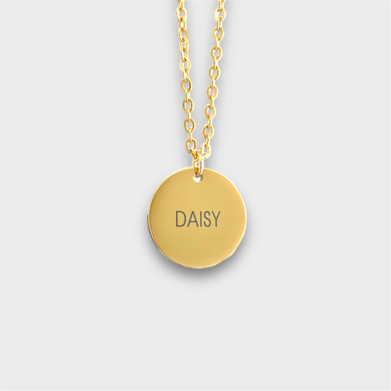 Engraved Classic Small Disc Necklace
