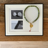 Green Beaded Cross Pendant Necklace