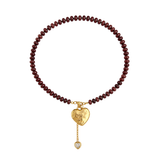 Brown Beaded Heart Pendant Necklace