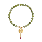 Green Beaded Cross Pendant Necklace