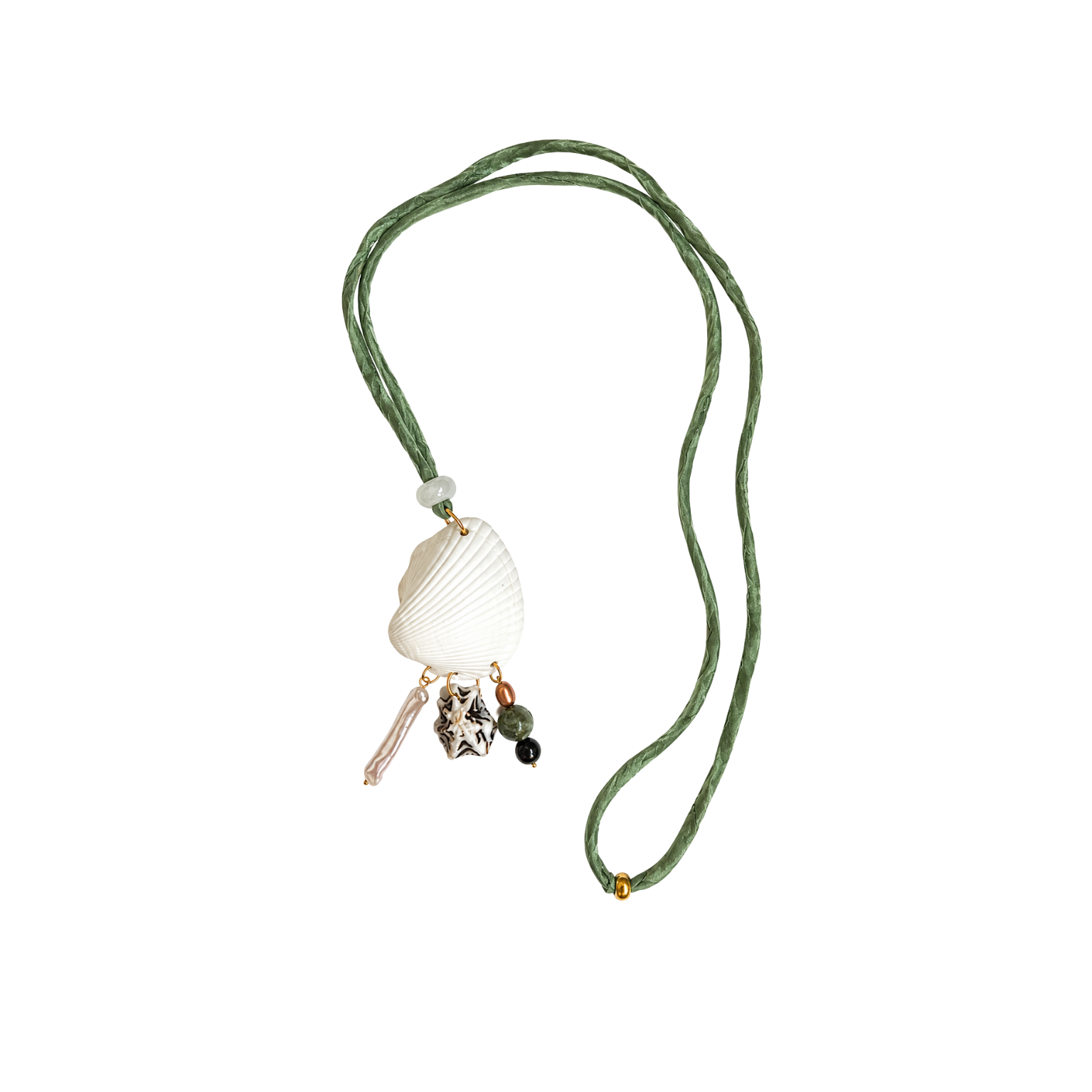 Green Cord Shell Necklace