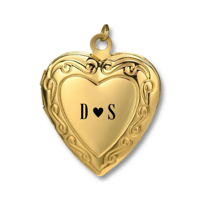 Engraved Heart Locket Charm: Initial and Icon