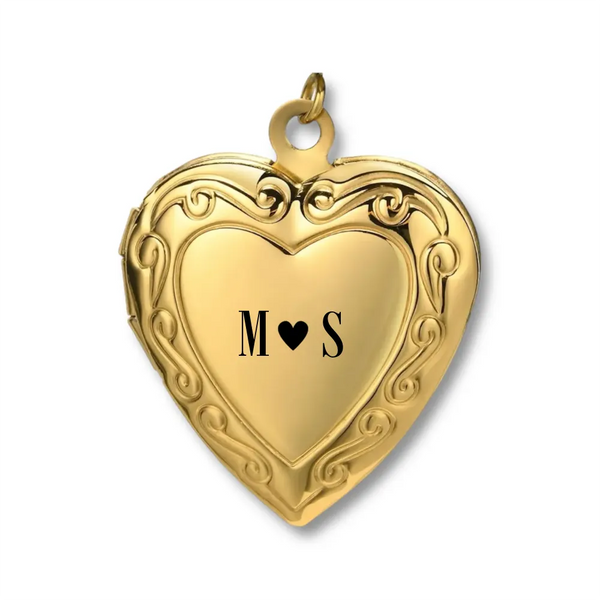 Engraved Heart Locket Charm: Initial and Icon