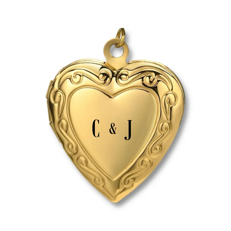 Engraved Heart Locket Charm: Initial and Icon