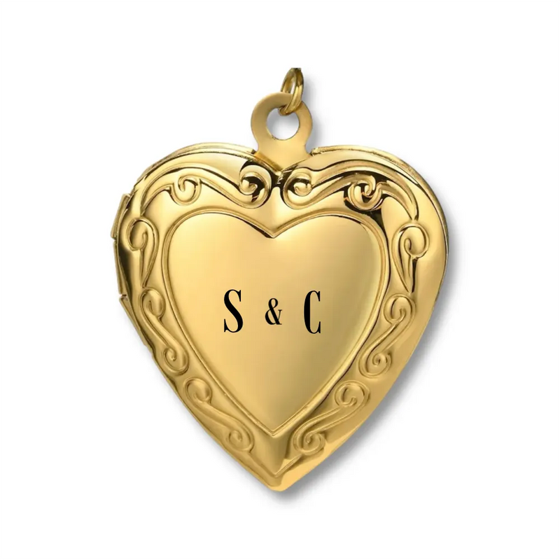 Engraved Heart Locket Charm: Initial and Icon