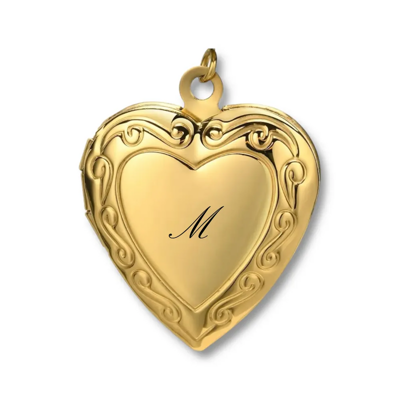 Engraved Heart Locket Charm: Initial