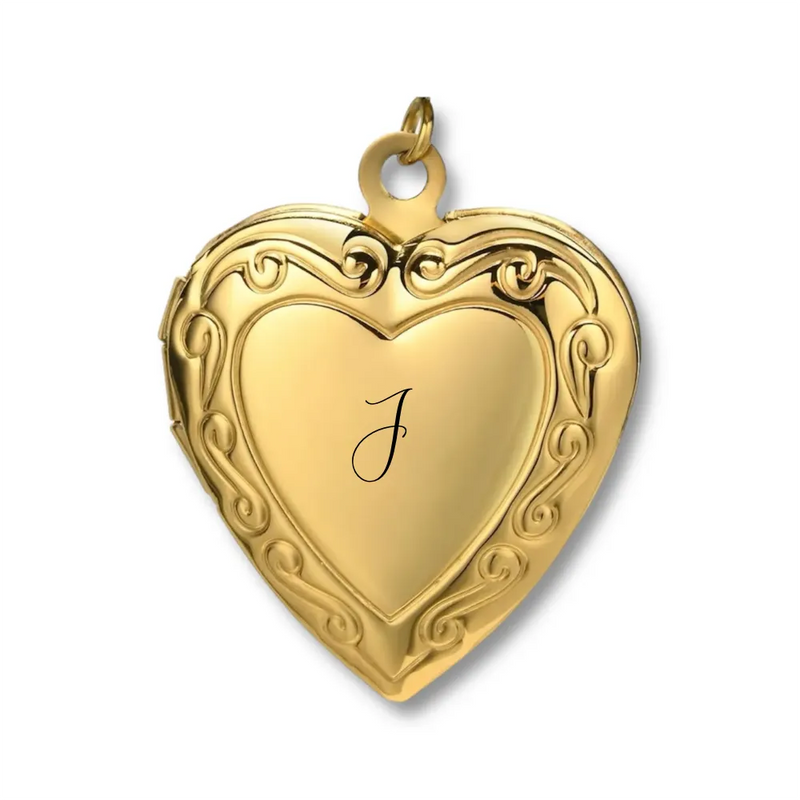 Engraved Heart Locket Charm: Initial