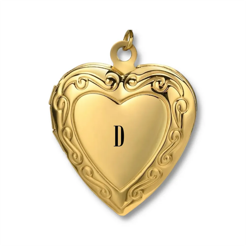 Engraved Heart Locket Charm: Initial