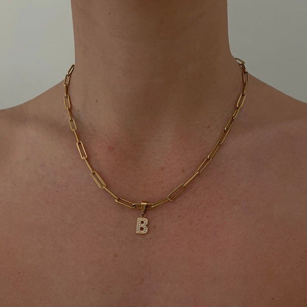 Initial Paper Clip Necklace